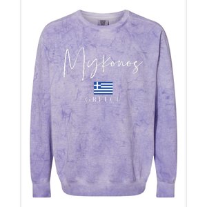 Greece Flag Vacation Island Mykonos Colorblast Crewneck Sweatshirt