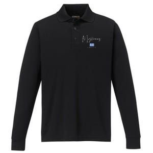 Greece Flag Vacation Island Mykonos Performance Long Sleeve Polo