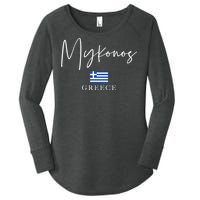 Greece Flag Vacation Island Mykonos Women's Perfect Tri Tunic Long Sleeve Shirt