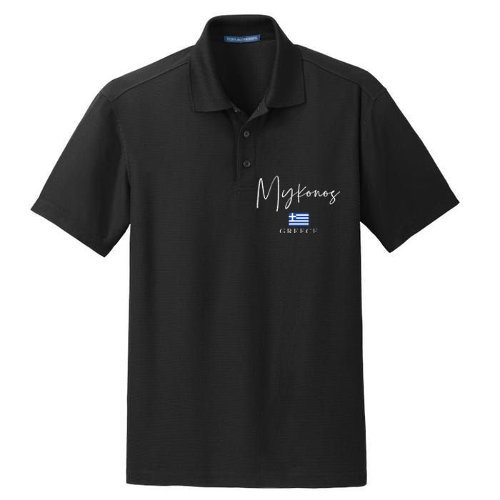 Greece Flag Vacation Island Mykonos Dry Zone Grid Polo