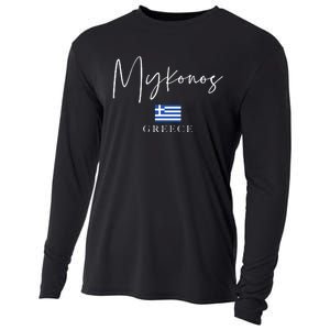 Greece Flag Vacation Island Mykonos Cooling Performance Long Sleeve Crew