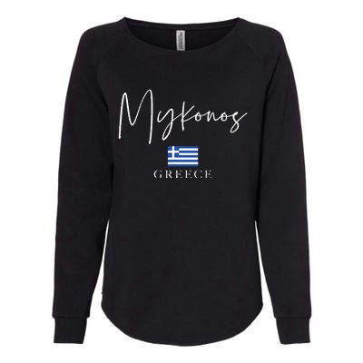 Greece Flag Vacation Island Mykonos Womens California Wash Sweatshirt