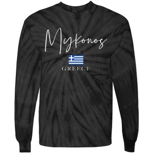 Greece Flag Vacation Island Mykonos Tie-Dye Long Sleeve Shirt