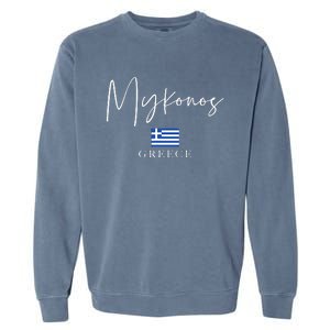 Greece Flag Vacation Island Mykonos Garment-Dyed Sweatshirt