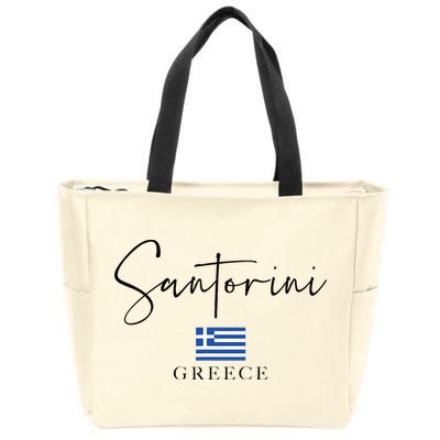 Greece Flag Vacation Island Santorini Zip Tote Bag