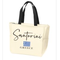 Greece Flag Vacation Island Santorini Zip Tote Bag