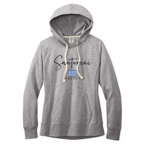 Greece Flag Vacation Island Santorini Women's Fleece Hoodie