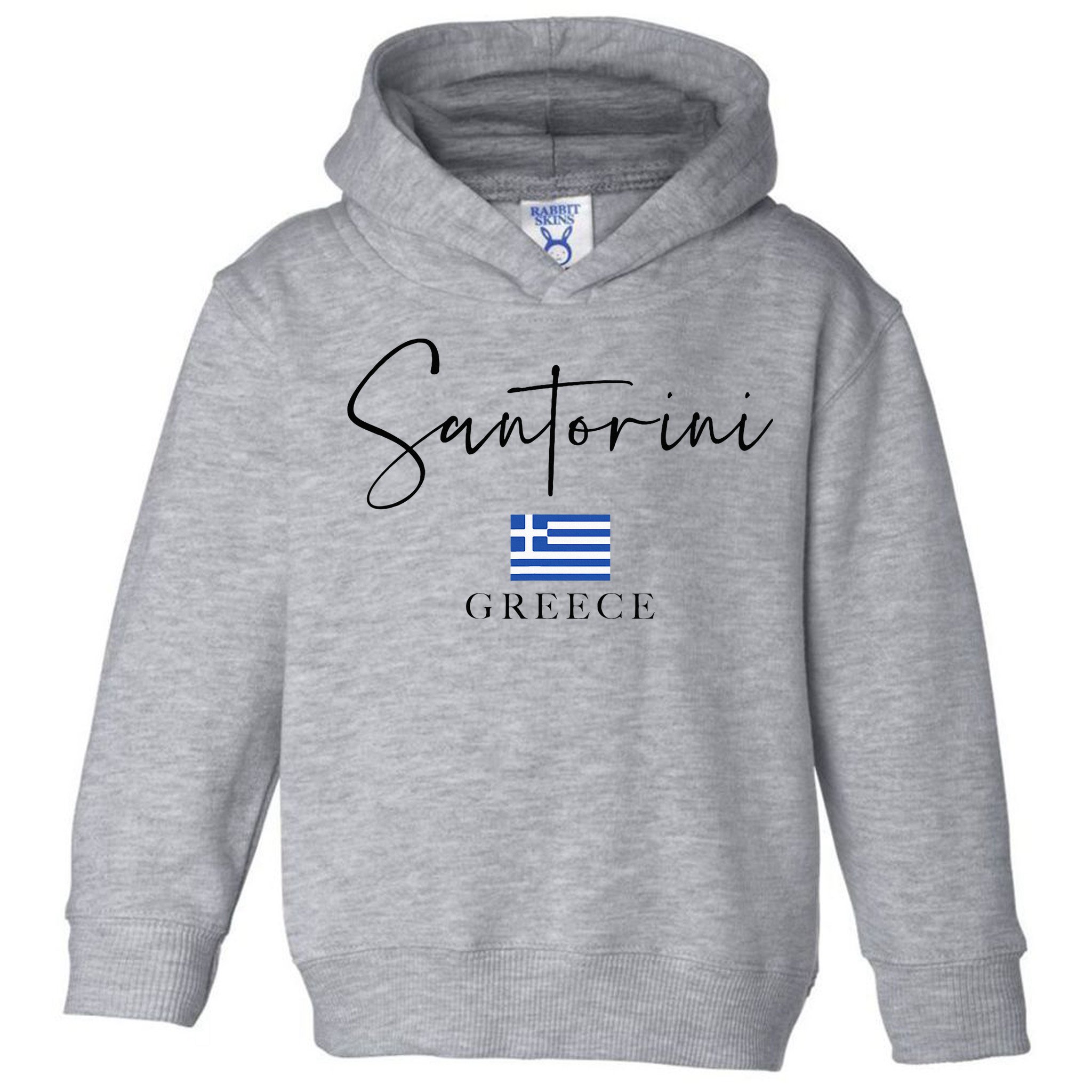 Greece Flag Vacation Island Santorini Toddler Hoodie