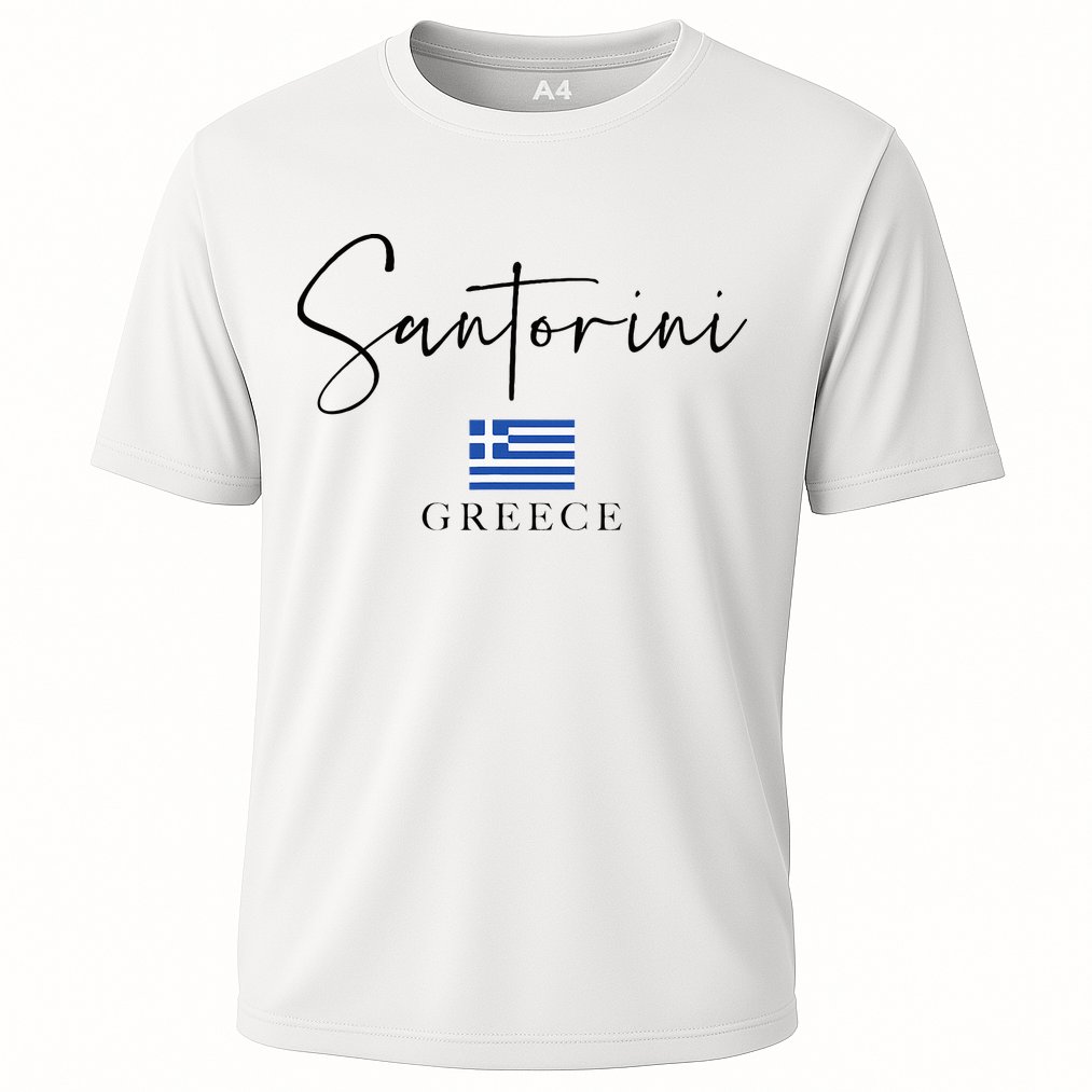 Greece Flag Vacation Island Santorini Cooling Performance Crew T-Shirt