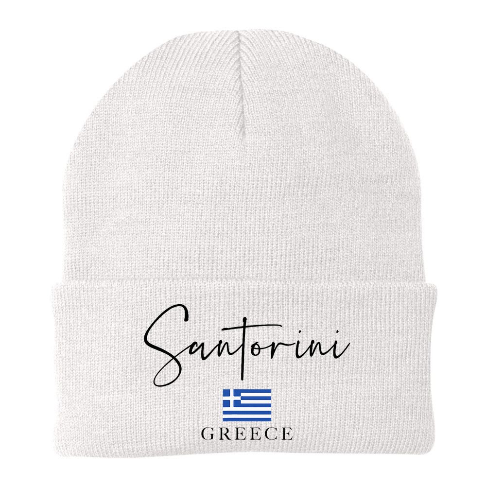 Greece Flag Vacation Island Santorini Beanie
