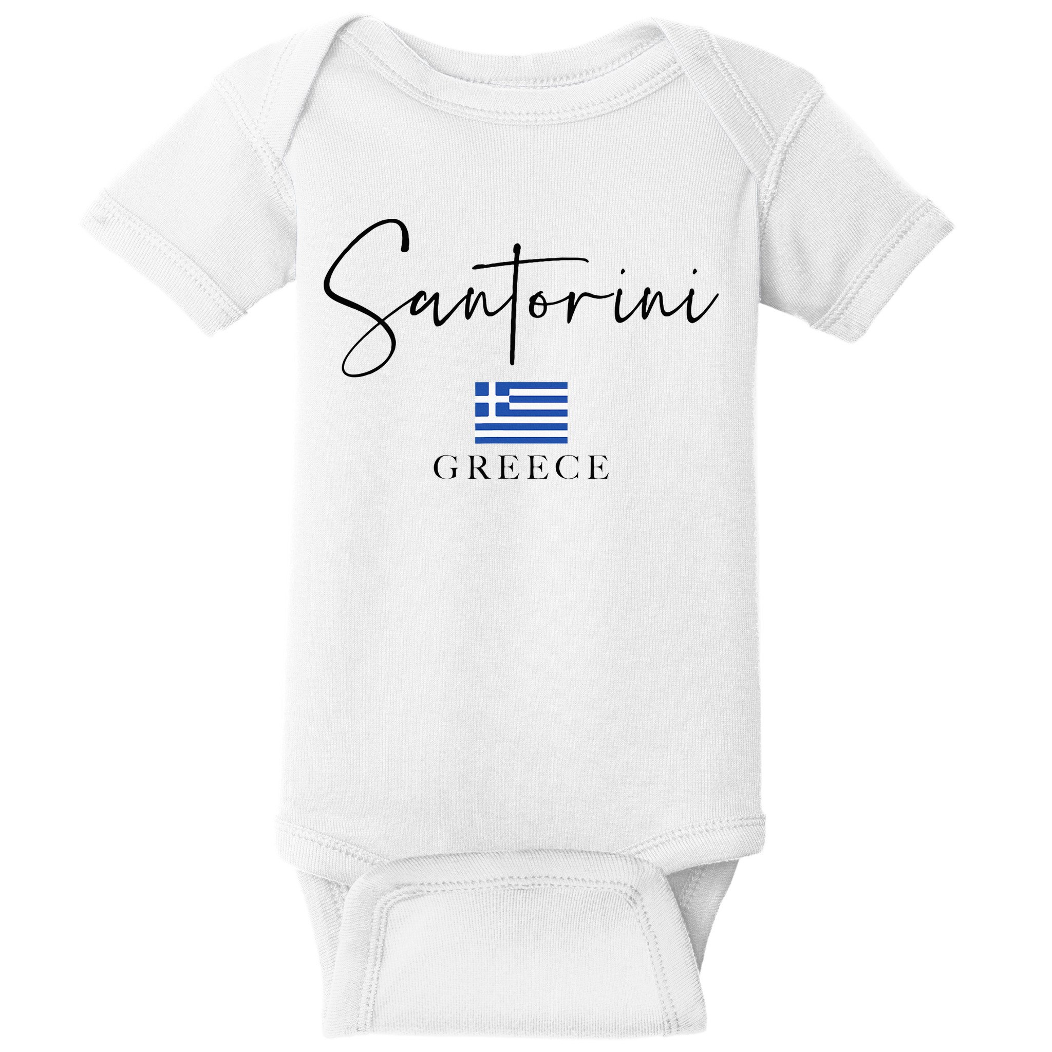 Greece Flag Vacation Island Santorini Baby Bodysuit