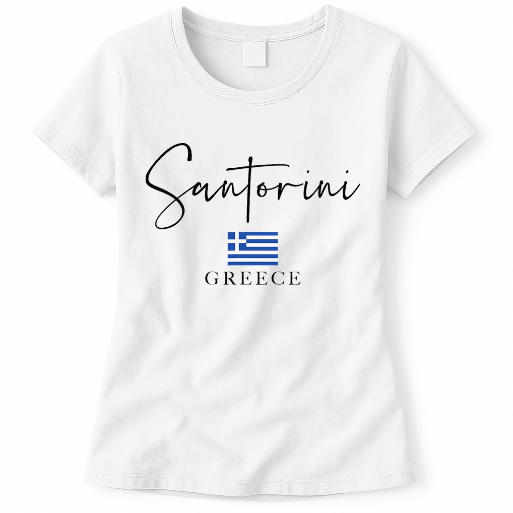 Greece Flag Vacation Island Santorini Womens T-Shirt
