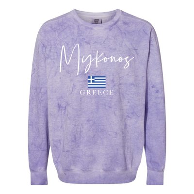 Greece Flag Vacation Island Mykonos Cool Gift Colorblast Crewneck Sweatshirt