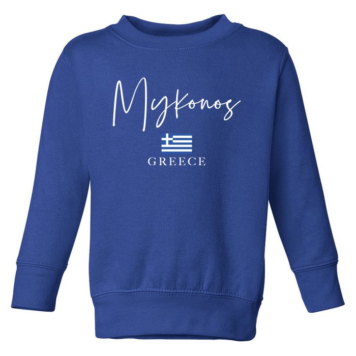 Greece Flag Vacation Island Mykonos Cool Gift Toddler Sweatshirt