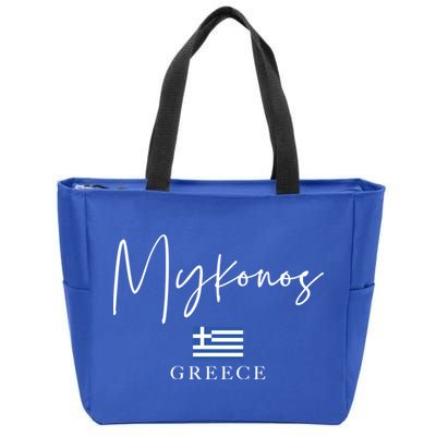 Greece Flag Vacation Island Mykonos Cool Gift Zip Tote Bag