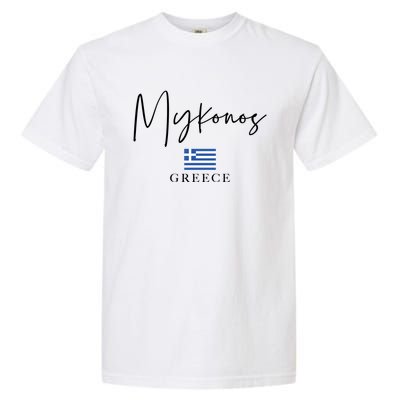 Greece Flag Vacation Island Mykonos Cool Gift Garment-Dyed Heavyweight T-Shirt