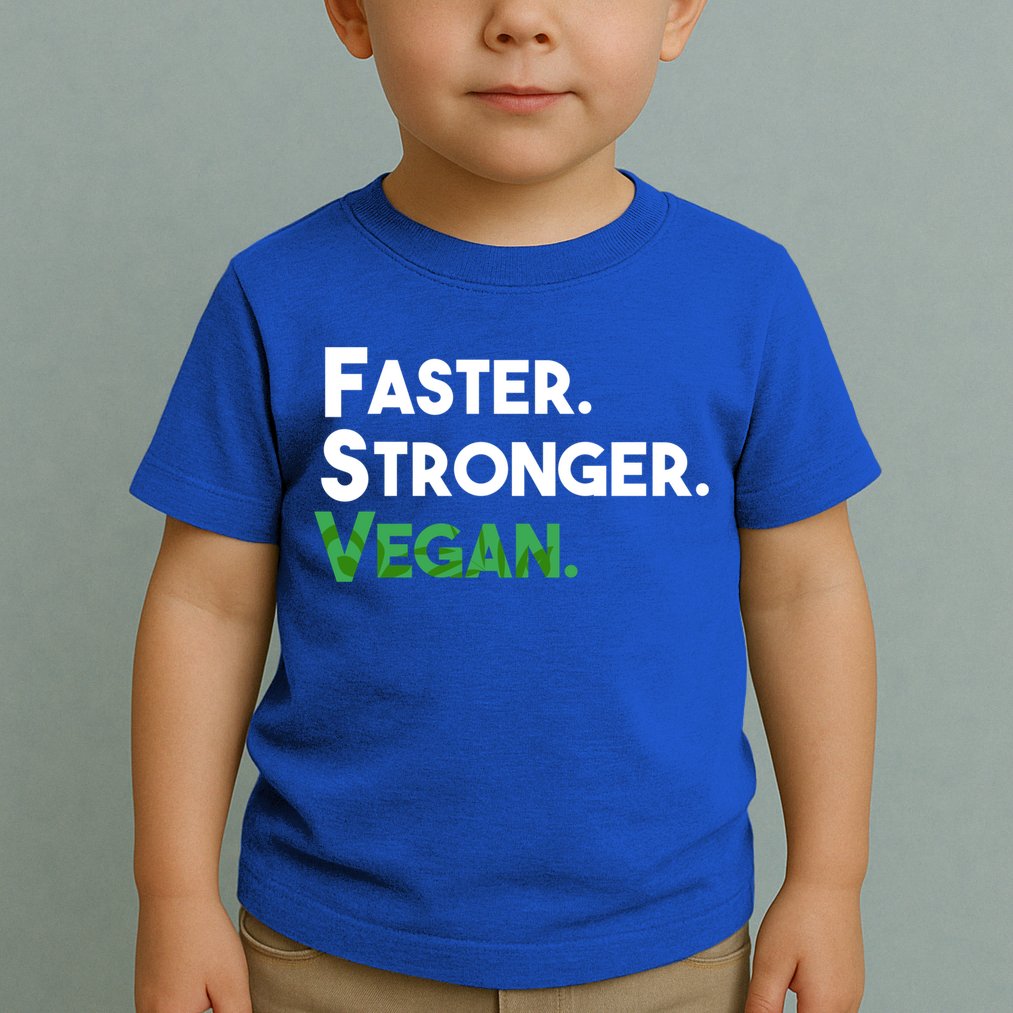 Gift For Vegan Friend Running Sports Faster Stronger Vegan Cute Gift Toddler T-Shirt