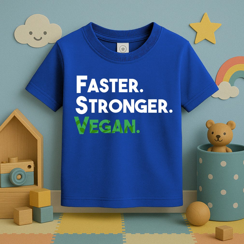 Gift For Vegan Friend Running Sports Faster Stronger Vegan Cute Gift Toddler T-Shirt