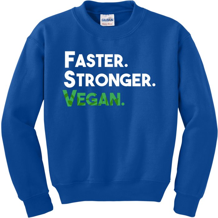 Gift For Vegan Friend Running Sports Faster Stronger Vegan Cute Gift Kids Sweatshirt