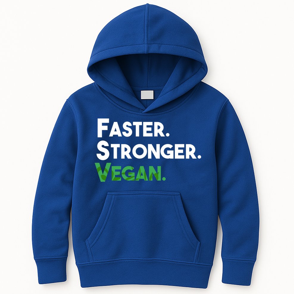 Gift For Vegan Friend Running Sports Faster Stronger Vegan Cute Gift Kids Hoodie