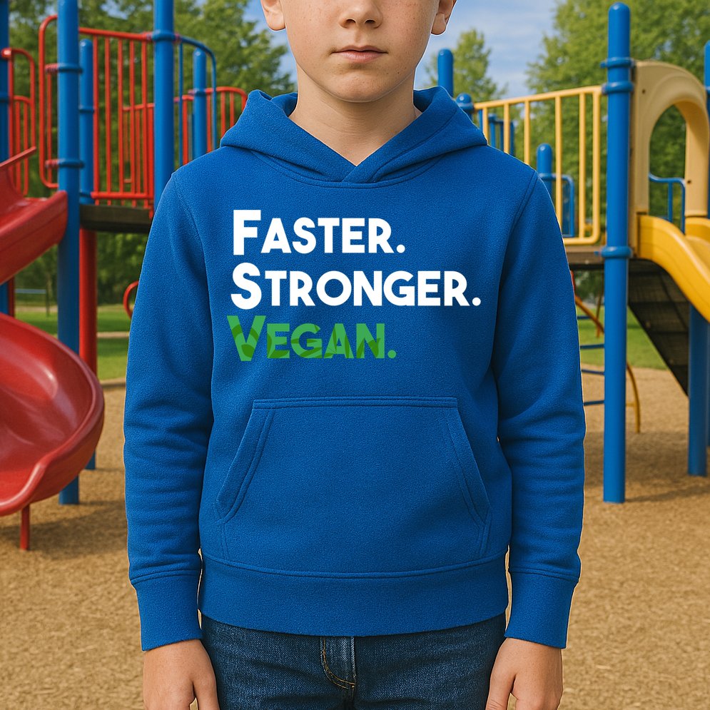 Gift For Vegan Friend Running Sports Faster Stronger Vegan Cute Gift Kids Hoodie