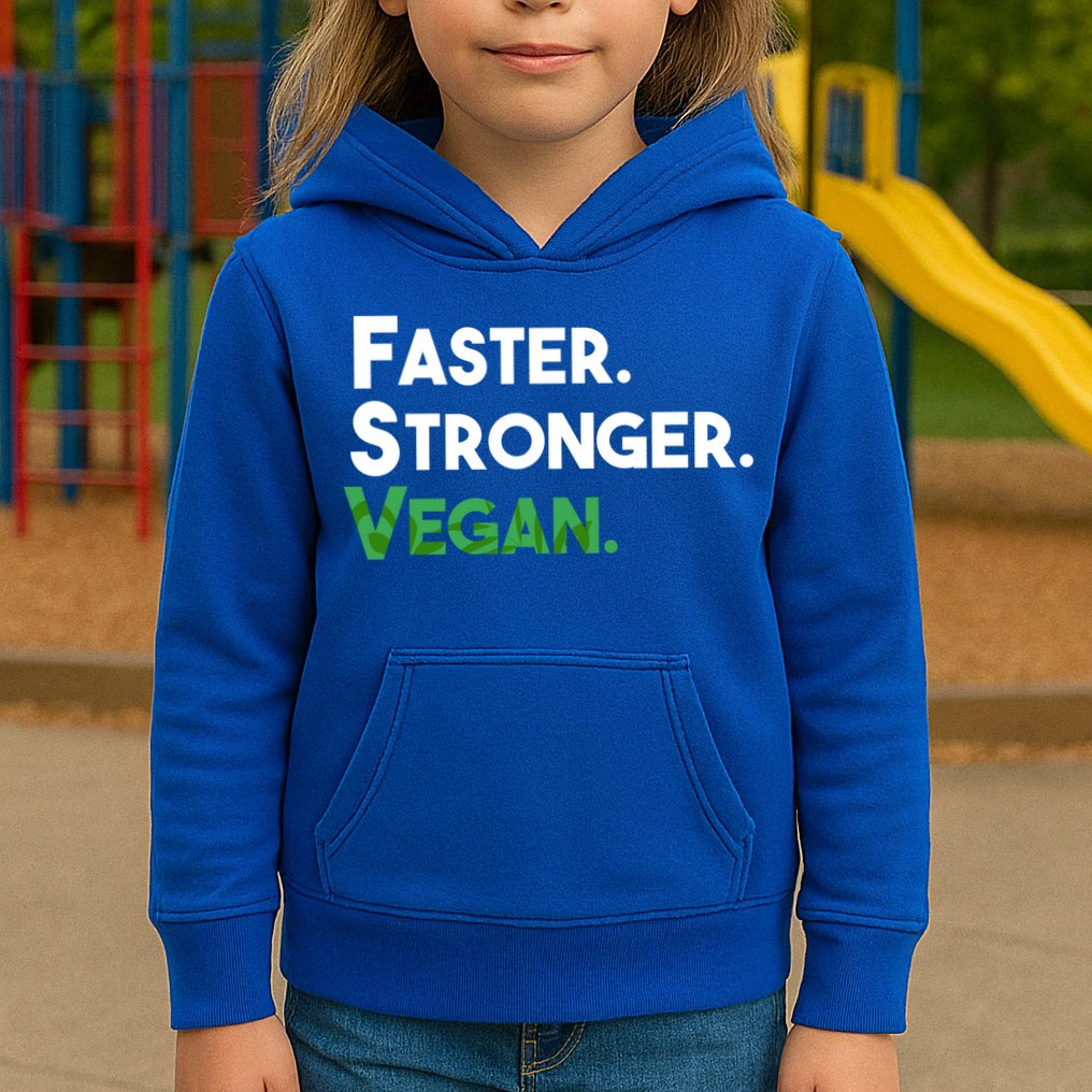 Gift For Vegan Friend Running Sports Faster Stronger Vegan Cute Gift Kids Hoodie