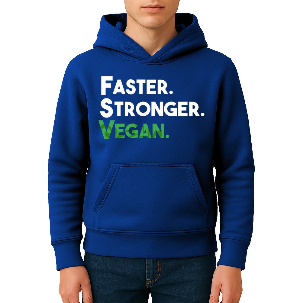 Gift For Vegan Friend Running Sports Faster Stronger Vegan Cute Gift Kids Hoodie
