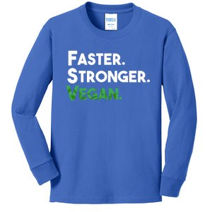 Gift For Vegan Friend Running Sports Faster Stronger Vegan Cute Gift Kids Long Sleeve Shirt