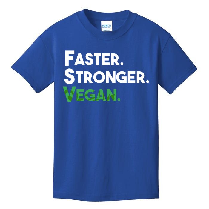 Gift For Vegan Friend Running Sports Faster Stronger Vegan Cute Gift Kids T-Shirt