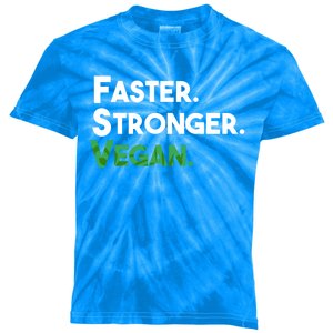 Gift For Vegan Friend Running Sports Faster Stronger Vegan Cute Gift Kids Tie-Dye T-Shirt