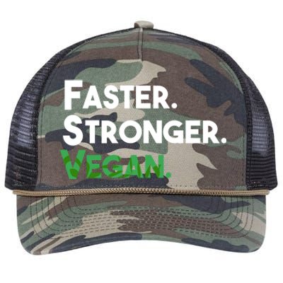 Gift For Vegan Friend Running Sports Faster Stronger Vegan Cute Gift Retro Rope Trucker Hat Cap