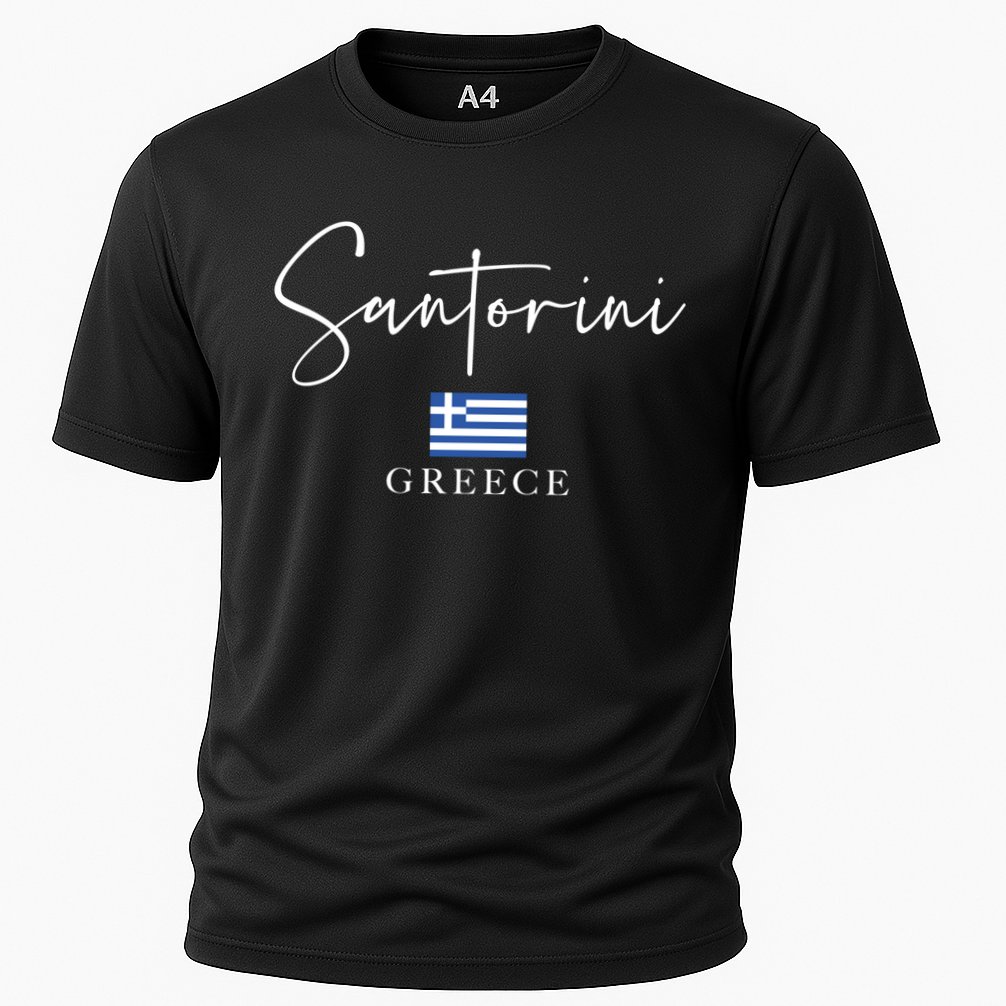 Greece Flag Vacation Island Santorini Funny Gift Cooling Performance Crew T-Shirt
