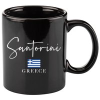 Greece Flag Vacation Island Santorini Funny Gift 11oz C Handle Ceramic Mug