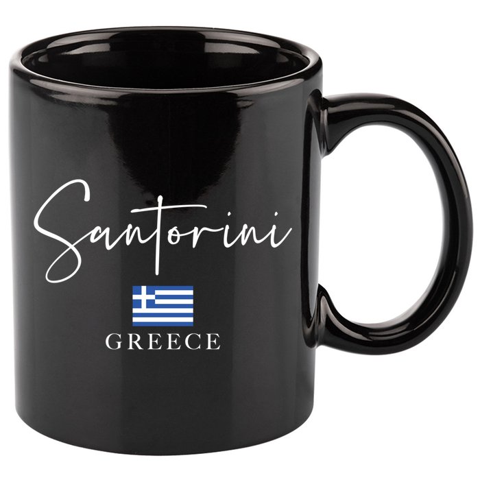 Greece Flag Vacation Island Santorini Funny Gift 11oz C Handle Ceramic Mug
