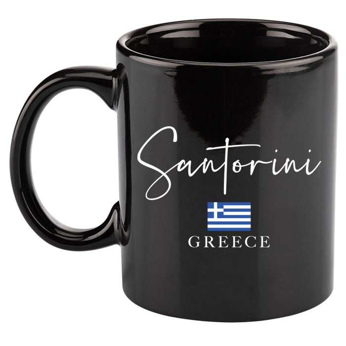 Greece Flag Vacation Island Santorini Funny Gift 11oz C Handle Ceramic Mug