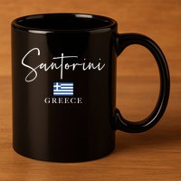 Greece Flag Vacation Island Santorini Funny Gift 11oz C Handle Ceramic Mug