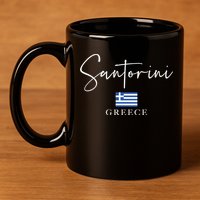 Greece Flag Vacation Island Santorini Funny Gift 11oz C Handle Ceramic Mug