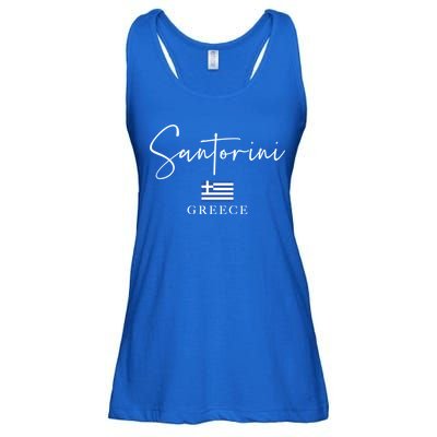 Greece Flag Vacation Island Santorini Funny Gift Ladies Essential Flowy Tank