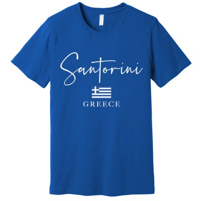 Greece Flag Vacation Island Santorini Funny Gift Premium T-Shirt