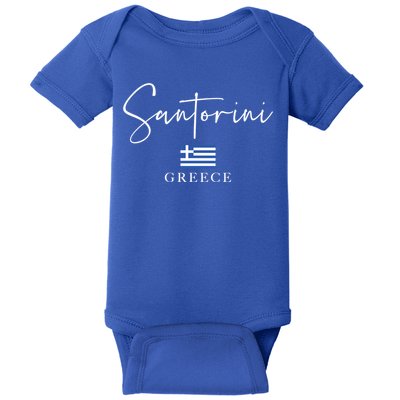 Greece Flag Vacation Island Santorini Funny Gift Baby Bodysuit