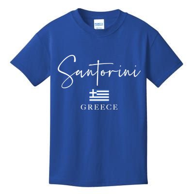 Greece Flag Vacation Island Santorini Funny Gift Kids T-Shirt