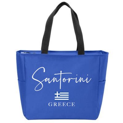 Greece Flag Vacation Island Santorini Funny Gift Zip Tote Bag