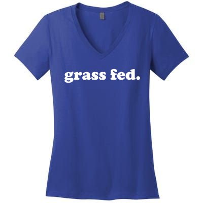 Grass Fed Vegan Pride Veganism Vegetarian Cruelty Free Gift Women's V-Neck T-Shirt