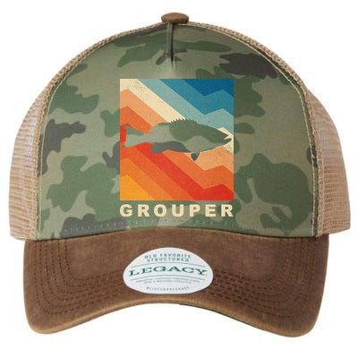 Grouper Fish Vintage Sunset Legacy Tie Dye Trucker Hat