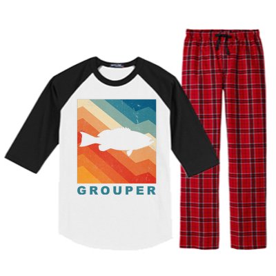 Grouper Fish Vintage Sunset Raglan Sleeve Pajama Set