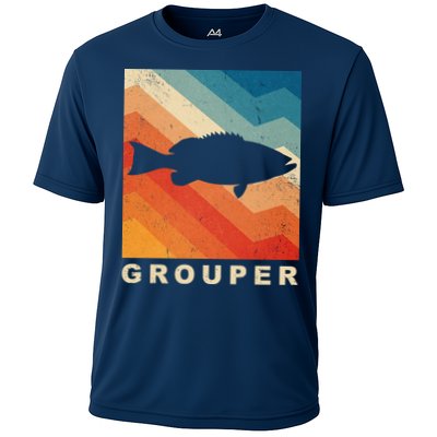 Grouper Fish Vintage Sunset Performance Shirt