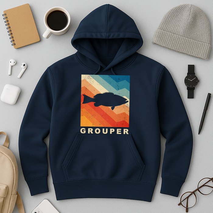 Grouper Fish Vintage Sunset Hoodie