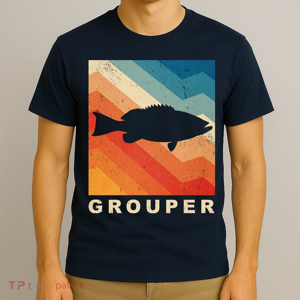 Grouper Fish Vintage Sunset T-Shirt