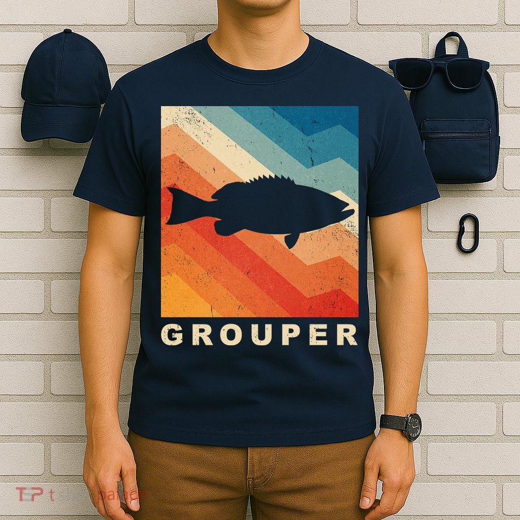 Grouper Fish Vintage Sunset T-Shirt