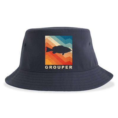 Grouper Fish Vintage Sunset Sustainable Bucket Hat